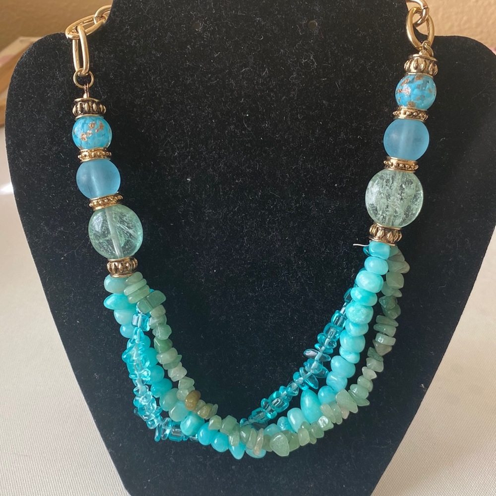 Vintage Erica Lyons Beads Stones Statement Necklace. NWT